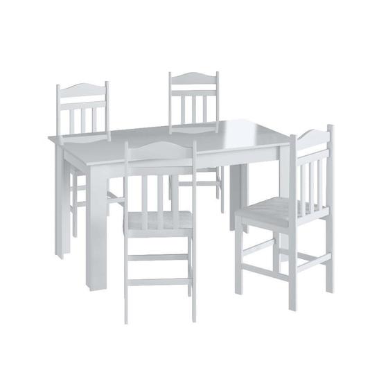 Imagem de Conjunto Mesa de Jantar Fixa 4 Cadeiras Com Assento Estofado Móveis Canção