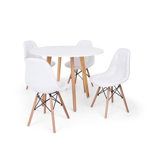 Imagem de Conjunto Mesa de Jantar Laura 100cm Branca com 4 Cadeiras Charles Eames Botonê - Branca