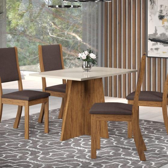 Imagem de Conjunto Mesa de Jantar Leblon com 4 Cadeiras  Móveis