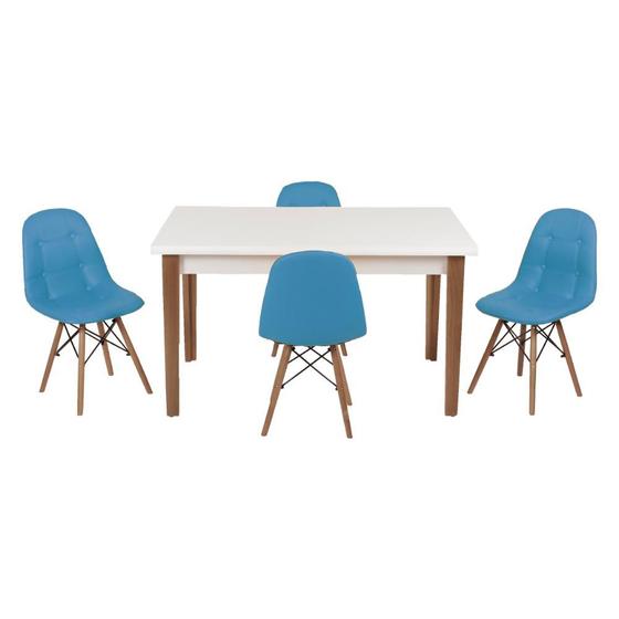 Imagem de Conjunto Mesa de Jantar Luiza 135cm Branca com 4 Cadeiras Botonê - Turquesa