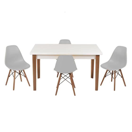 Imagem de Conjunto Mesa de Jantar Luiza 135cm Branca com 4 Cadeiras Eames Eiffel  - Cinza
