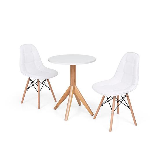 Imagem de Conjunto Mesa de Jantar Maitê 60cm Branca com 2 Cadeiras Charles Eames Botonê - Branca