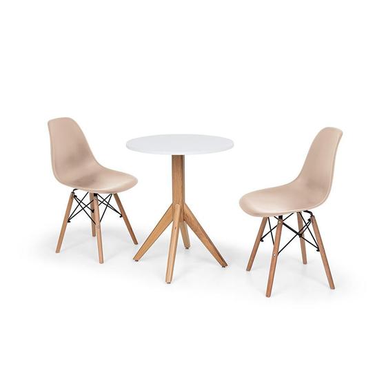 Imagem de Conjunto Mesa de Jantar Maitê 60cm Branca com 2 Cadeiras Charles Eames - Nude