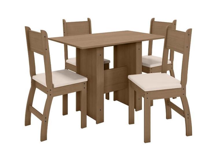 Imagem de Conjunto Mesa de Jantar Milano 1,08m com 4 Cadeiras  Carvalho/Savana - Poliman