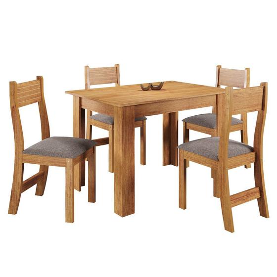 Imagem de Conjunto Mesa De Jantar Pallace 110x75cm Mel Com 4 Cadeiras Brisa Kaki  JLAR Móveis