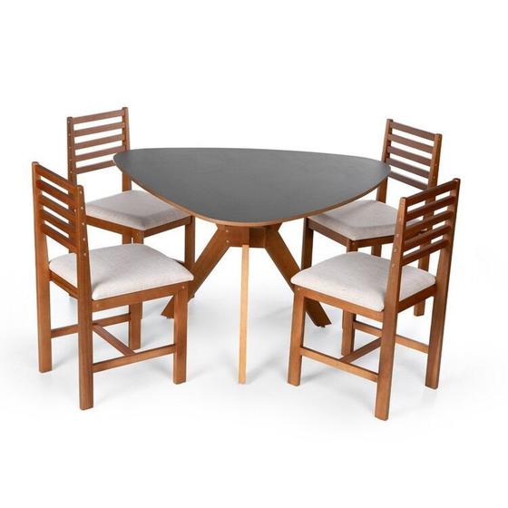 Imagem de Conjunto Mesa de Jantar Redonda Gabi Orgânica 120cm com Cadeiras Luna Estofadas