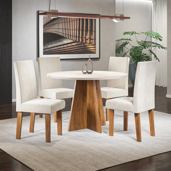 Imagem de Conjunto Mesa de Jantar Redonda Spirit com 4 Cadeiras Móveis