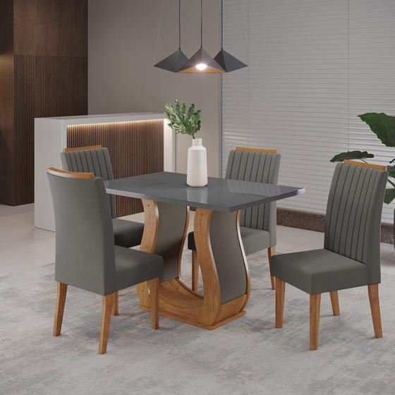 Imagem de Conjunto Mesa de Jantar Retangular Amore 120x80cm sem Vidro e 4 Cadeiras