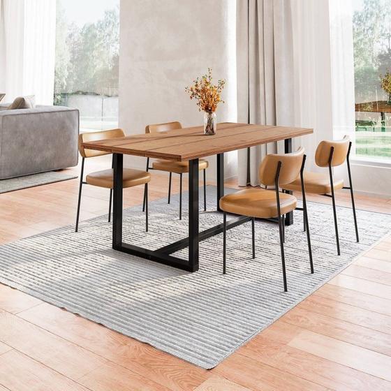 Imagem de Conjunto Mesa de Jantar Rústica Madeira Maciça com 4 Cadeiras Mona