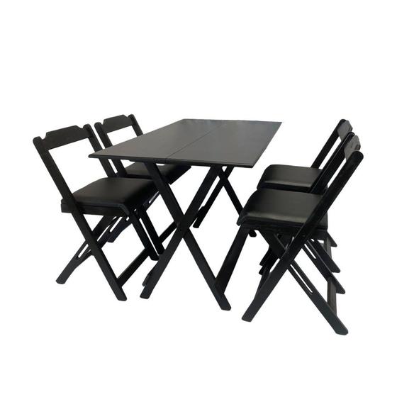 Conjunto Mesa Dobrável 120x70 C/ 4 Cadeiras Estofadas Menor preço em Conjunto Mesa Dobrável 120x70 C/ 4 Cadeiras Estofadas