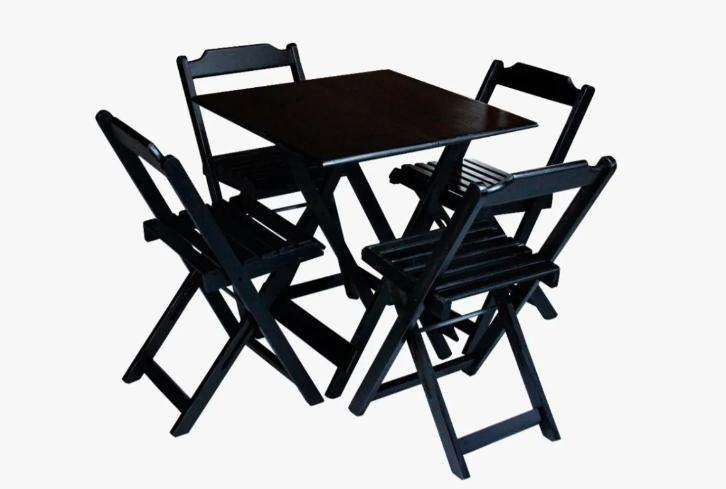 Imagem de Conjunto Mesa Dobrável 70x70 cm C/4 cadeiras - Preto