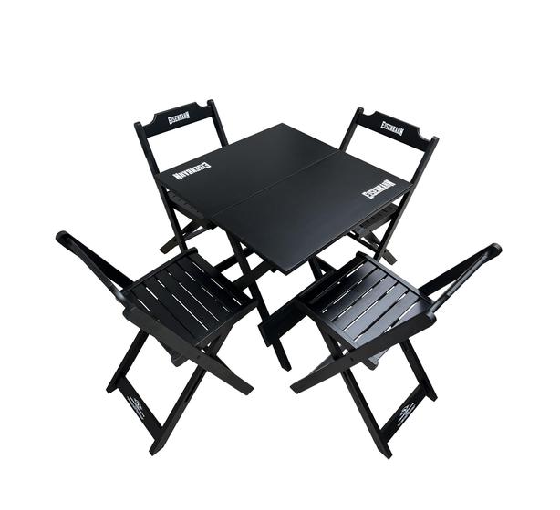 Imagem de Conjunto Mesa Dobrável 70x70 Com 4 Cadeiras Em Madeira Maciça - ESB