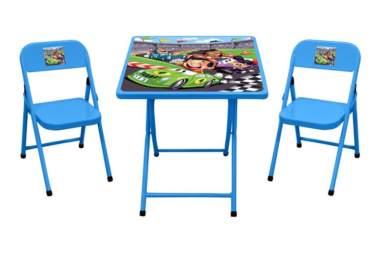 Imagem de Conjunto Mesa Dobrável Infantil Atividade Didática C/ 2 Cadeiras Em Aço