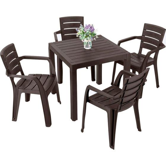 Conjunto Mesa e 04 Cadeiras Plasticas com Braços Baru Rimax Menor preço em Conjunto Mesa e 04 Cadeiras Plasticas com Braços Baru Rimax