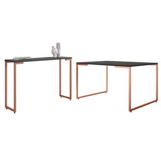 Imagem de Conjunto Mesa e Aparador Lux Preto Cobre