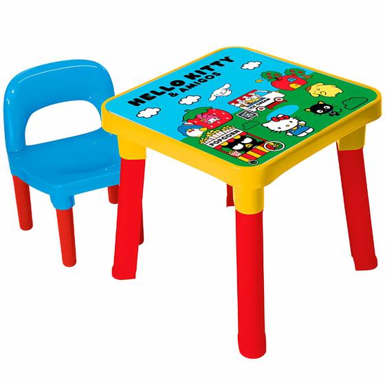 Imagem de Conjunto Mesa E Cadeira Temático Hello Kitty Infantil Colorida Mesinha - Monte Líbano