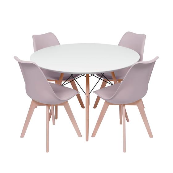Imagem de Conjunto mesa eames branca 110cm e 4 cadeiras saarinen pp fendi wood