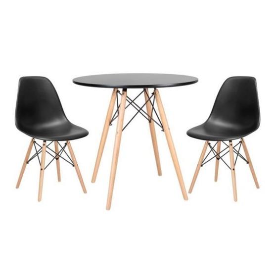 Imagem de Conjunto Mesa Eiffel Eames Preta 70cm com 2 Cadeiras