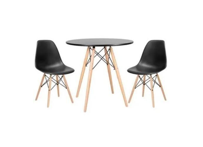 Imagem de Conjunto Mesa Eiffel Redonda 70 Cm Mdf + 2 Cadeira Eames Eif