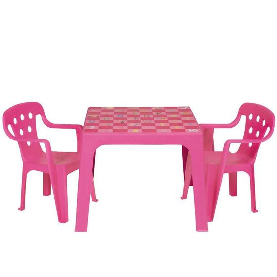 Imagem de Conjunto Mesa Estampada E 2 Cadeiras Infantil Mor Plástica Rosa