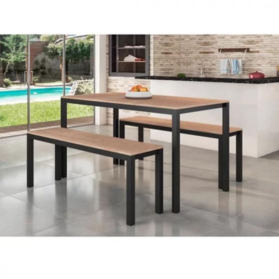 Imagem de Conjunto Mesa Fabone Industrial Com 2 Bancos