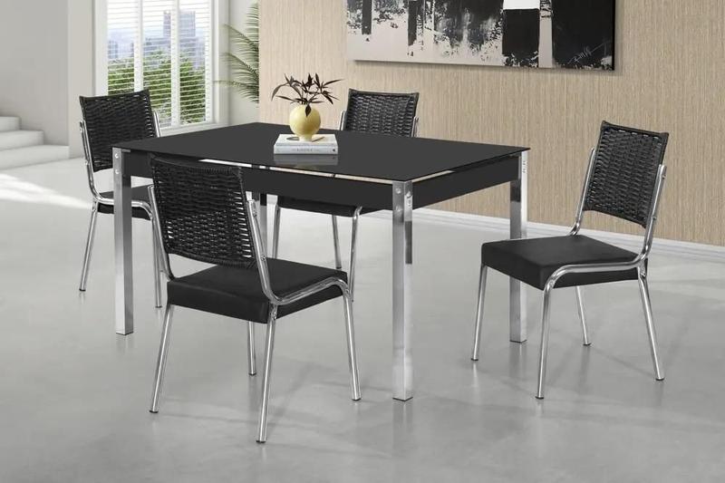 Imagem de Conjunto mesa facinare cr rt. 1,20x0,80 vd serig-4 cad.rainha new junco cr - b - bc-83 - j 18 - prt - vpr