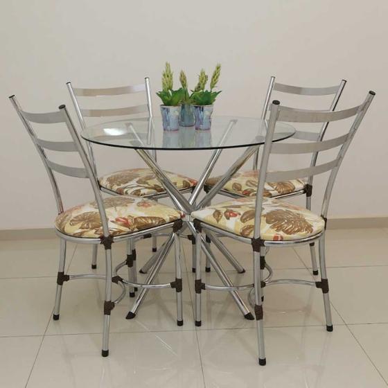Imagem de Conjunto Mesa Florença 90cm com 4 Cadeiras Londres Quality Aço