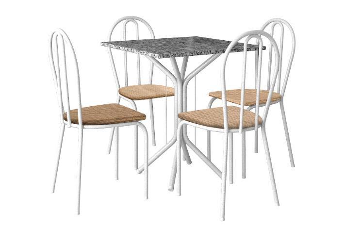 Imagem de Conjunto Mesa Granito 0,70cm Cromo Branco com 4 Cadeiras (004) Escolha sua cor THAIS - ARTEFAMOL 4227