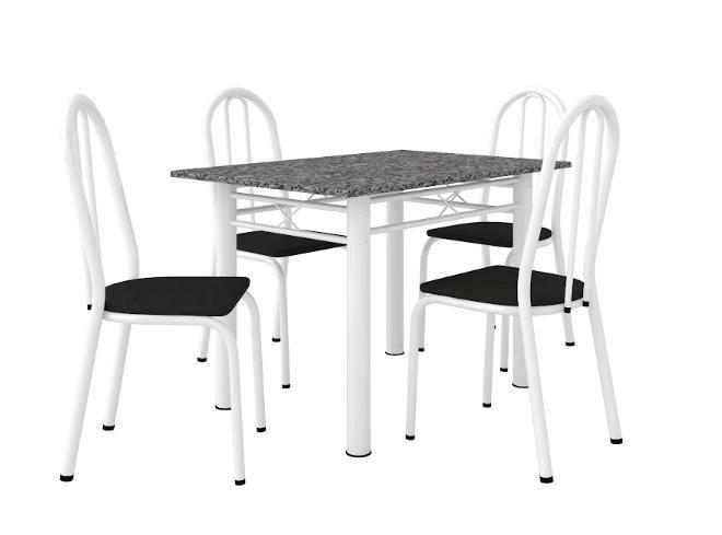 Imagem de Conjunto Mesa Granito 1,00x0,60cm Branco com 4 Cadeiras (050) Escolha sua Cor MONIQUE - ARTEFAMOL