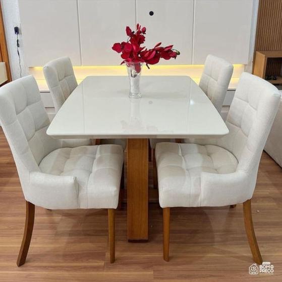 Imagem de Conjunto Mesa Hera 1,20x0,90m e 4 Cadeiras Royal - Requinte Salas