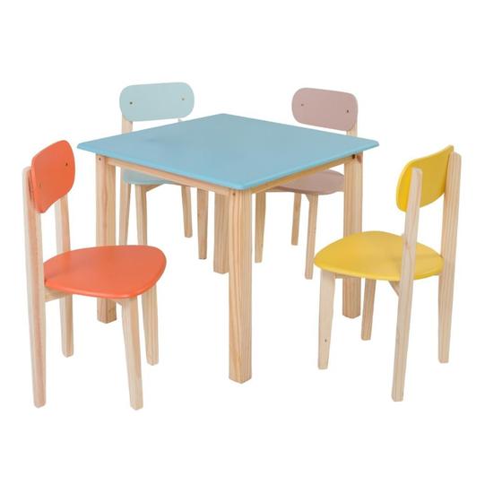 Imagem de Conjunto Mesa Infantil Com 4 Cadeiras Multicolorida