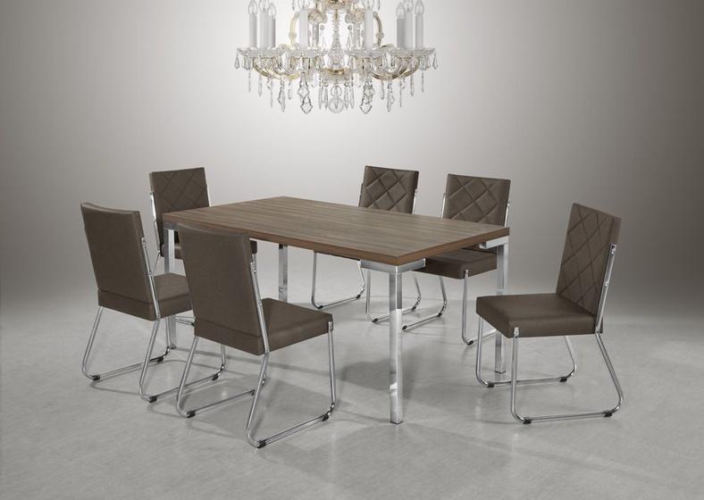 Imagem de Conjunto mesa inovare cromada 1,60x0,90 mdp-bp/ com 6 cadeiras dallas