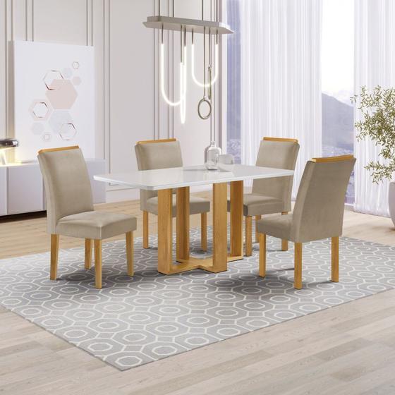 Imagem de Conjunto Mesa Isadora 120cmx90cm com 4 Cadeiras Luisa Tampo Smart Plus com Vidro