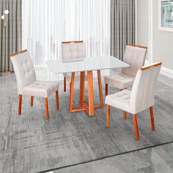 Imagem de Conjunto Mesa Itália com 4 Cadeiras de Madeira Maciça e Estofada Sophia Authentic Espresso Móveis