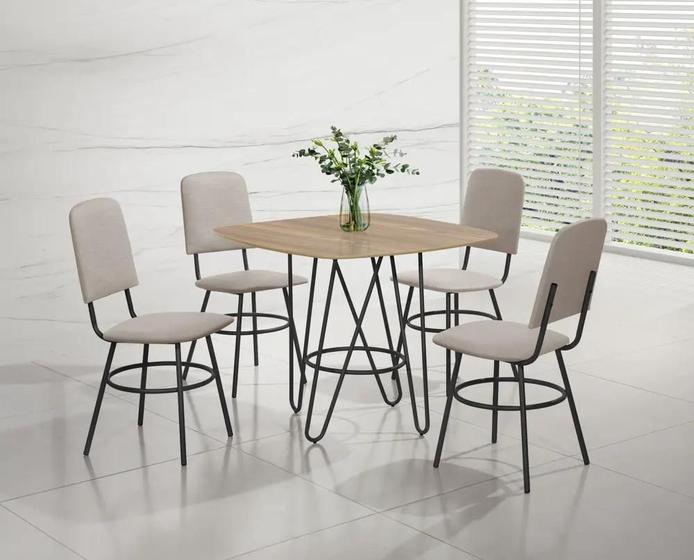 Imagem de Conjunto mesa lais dc qd. 0,90x0,90 mdf-bp-4 cad.lais dc - c - bc-81 - prt - prt - can