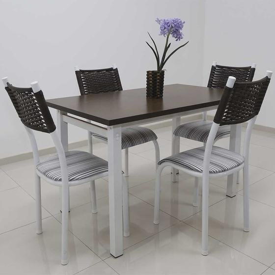 Imagem de Conjunto Mesa Lisboa 120 cm com 4 Cadeiras Milão - Quality Aço