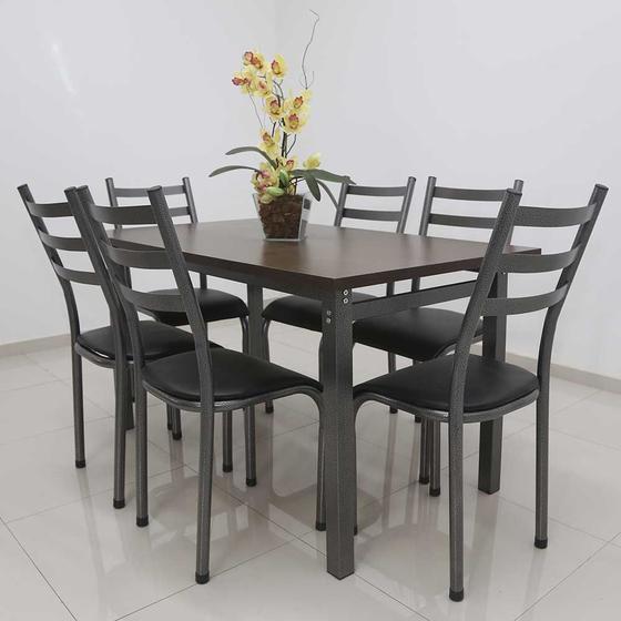 Imagem de Conjunto Mesa Lisboa 140 cm com 6 Cadeiras Berlim Quality Aço