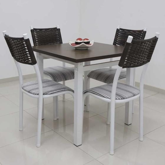 Imagem de Conjunto Mesa Lisboa 80 cm com 4 Cadeiras Milão - Quality