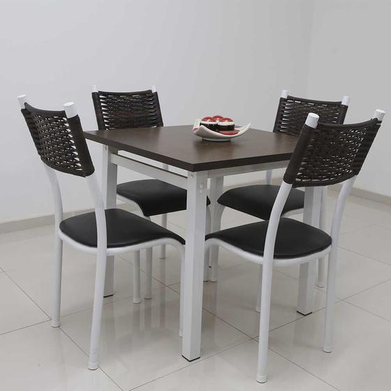 Imagem de Conjunto Mesa Lisboa 80 cm com 4 Cadeiras Milão Quality