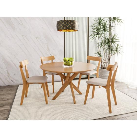 Imagem de Conjunto Mesa Lisboa com 4 Cadeiras Rafa Espresso Móveis