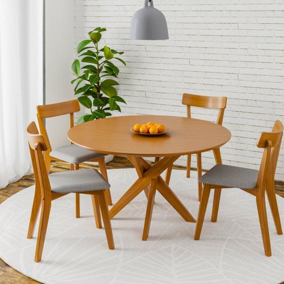 Imagem de Conjunto Mesa Lisboa com 4 Cadeiras Rafa Espresso Móveis