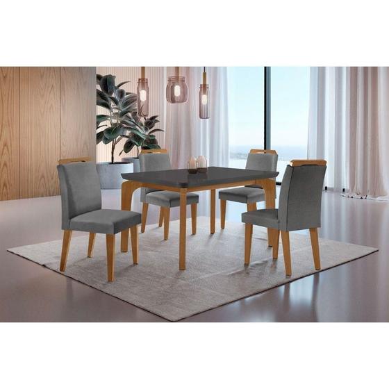 Imagem de Conjunto Mesa Liz 120cm Mdf 4 Cadeiras Athenas Grafite