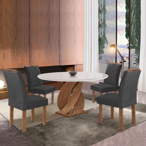 Imagem de Conjunto Mesa Luna 100cm com 4 Cadeiras Arizona Tampo Redondo Plus com Vidro