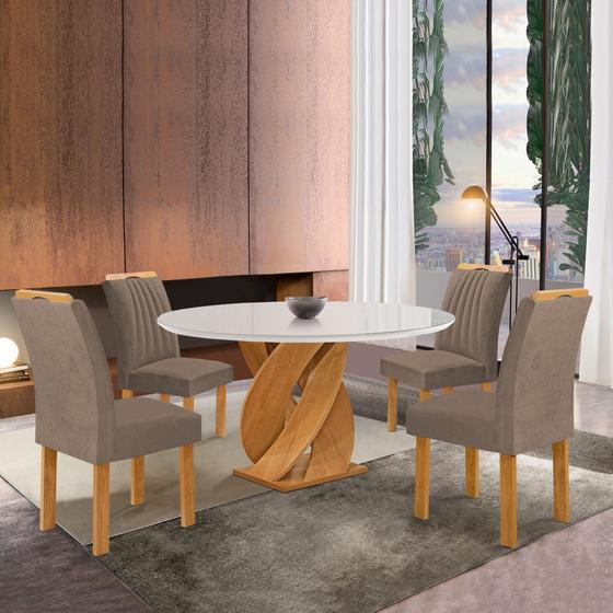 Imagem de Conjunto Mesa Luna 100cm com 4 Cadeiras Arizona Tampo Redondo Plus com Vidro