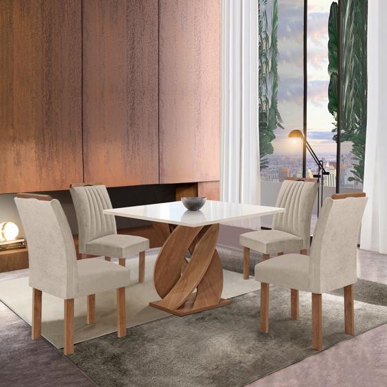 Imagem de Conjunto Mesa Luna 100cm com 4 Cadeiras Arizona Tampo Slim Plus com Vidro