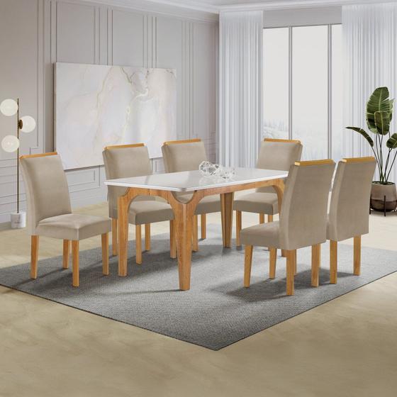 Imagem de Conjunto Mesa Melina 170cmx90cm com 6 Cadeiras Luisa Tampo Smart Plus com Vidro