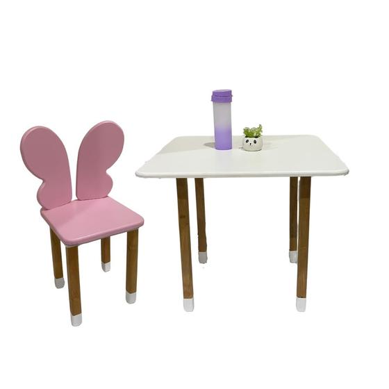 Imagem de Conjunto Mesa Mesinha E 1 Cadeira Infantil Borboleta/coelho