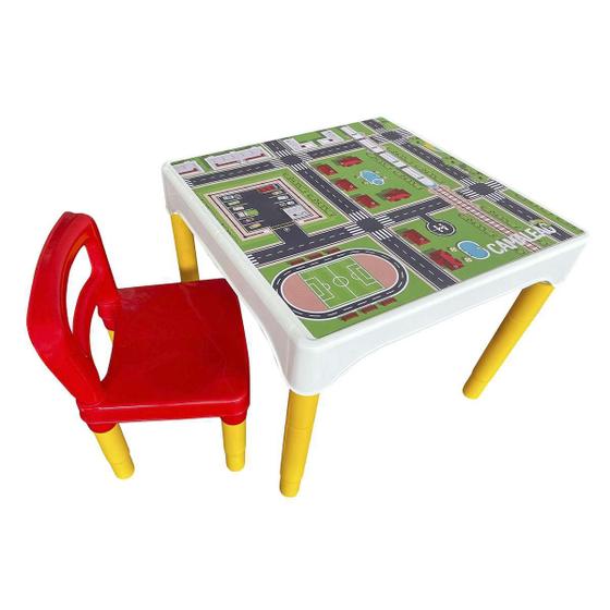 Imagem de Conjunto Mesa Mesinha Infantil Com 1 Cadeira Escolar Plástica Camaleão