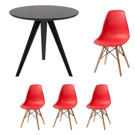 Imagem de Conjunto Mesa Milão Red 80 cm e 3 Cadeiras Eiffel Mozzoni Import