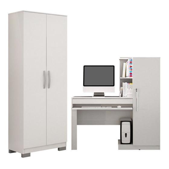 Imagem de Conjunto Mesa para Computador Escrivaninha e Armário Multiuso 2 Portas Natal